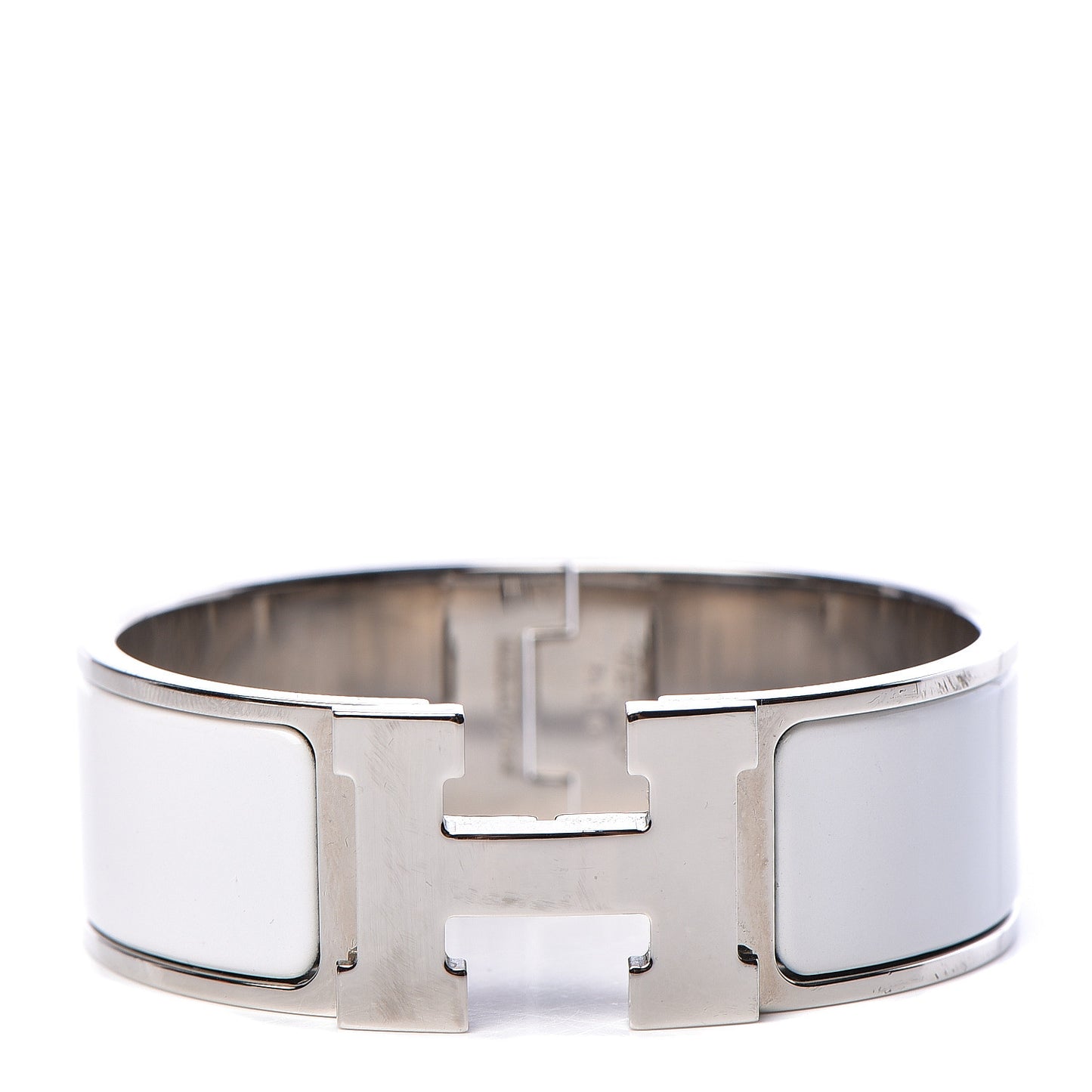 Enamel Wide Clic Clac H Bracelet PM White