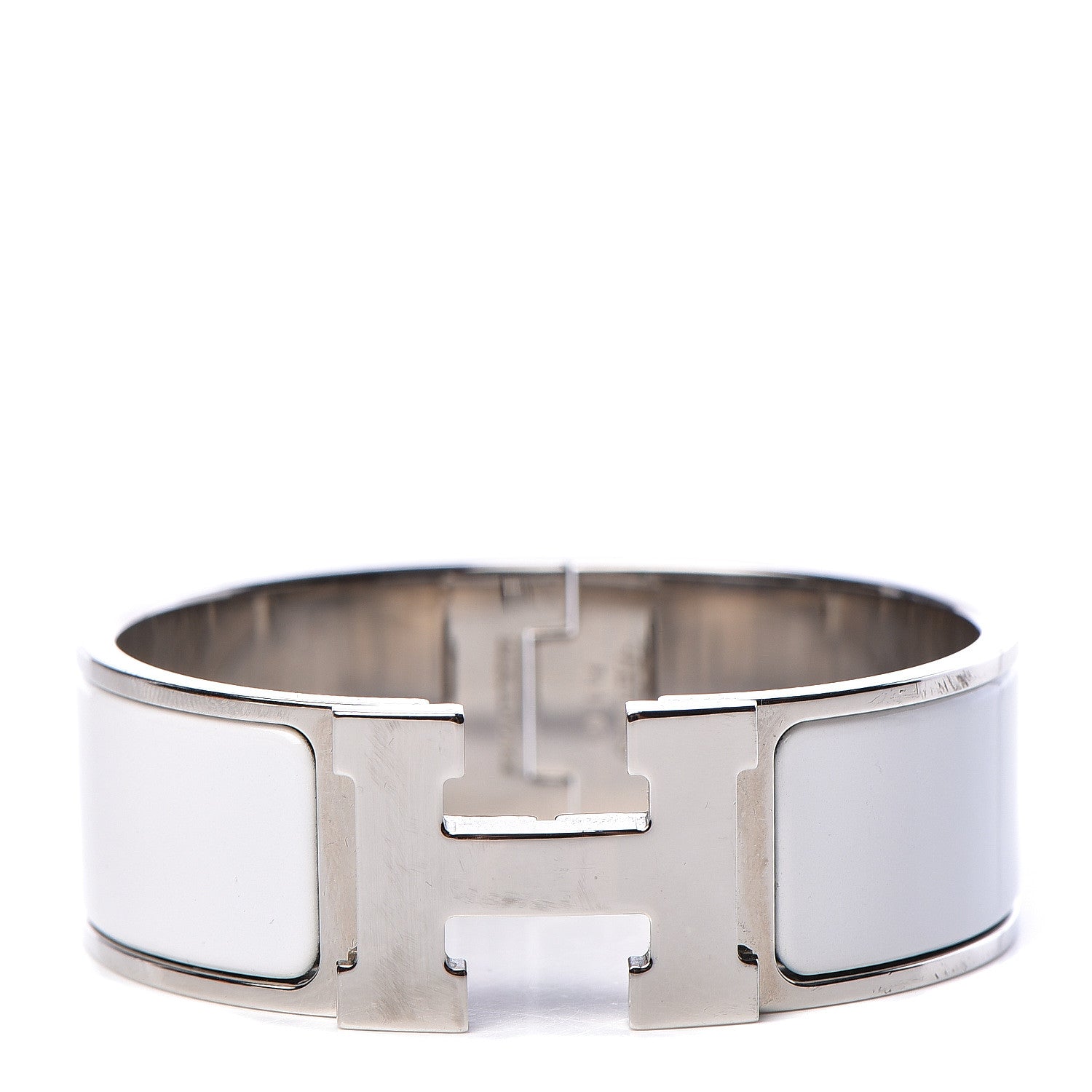 Hermes Enamel Wide Clic Clac H Bracelet PM White 1 of 6