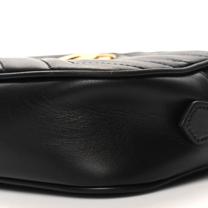Gucci Calfskin Matelasse Mini GG Marmont Chain Shoulder Bag Black 10 of 11