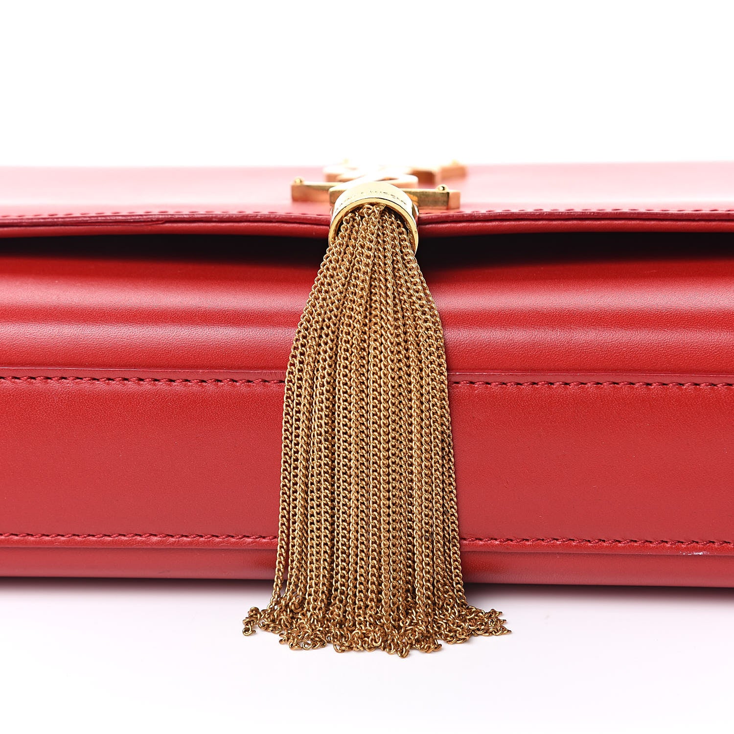 Saint Laurent Smooth Calfskin Medium Classic Monogram Kate Tassel Satchel Lipstick Red 11 of 14