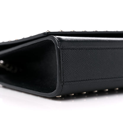 Saint Laurent Grain De Poudre Studded Medium Monogram Kate Satchel Black 8 of 10