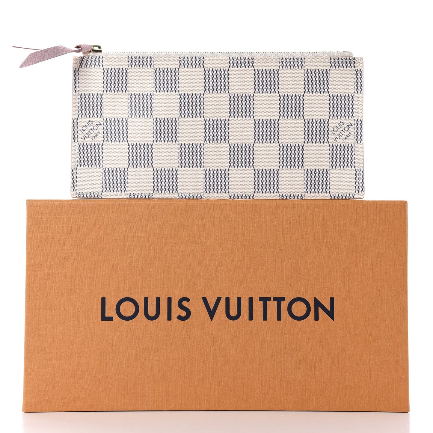 Damier Azur Felicie Chain Wallet Zippered Insert Rose Ballerine