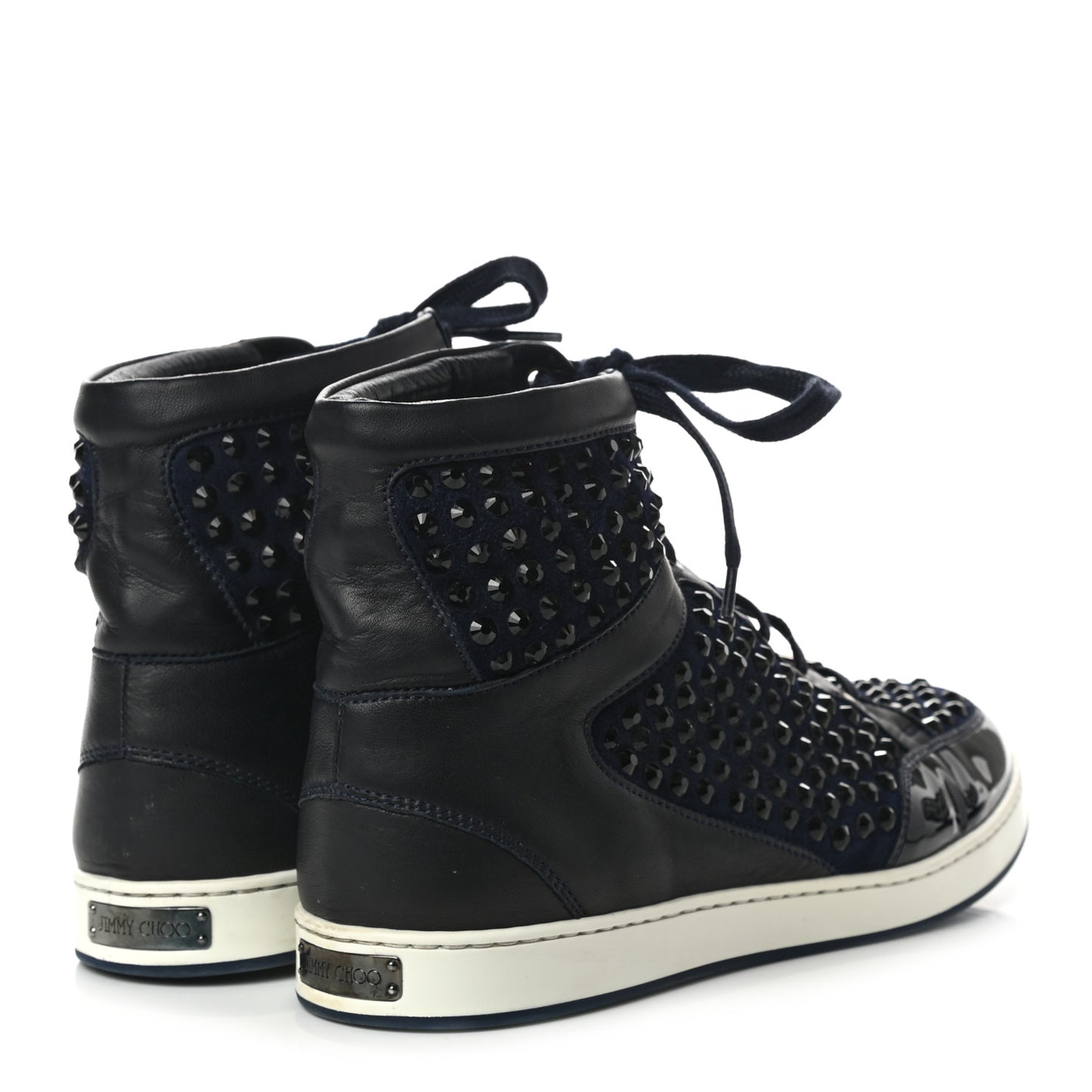 Calfskin Patent Studded Tokyo Sneakers 39 Navy