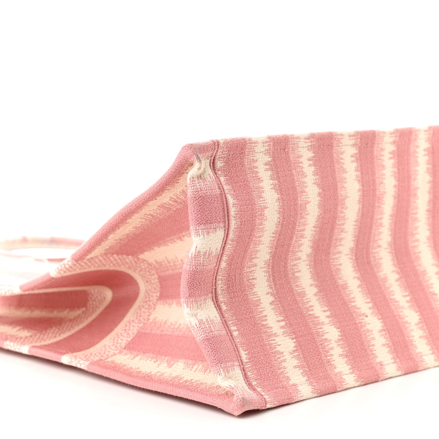 Canvas Embroidered Large Striped Book Tote Pink