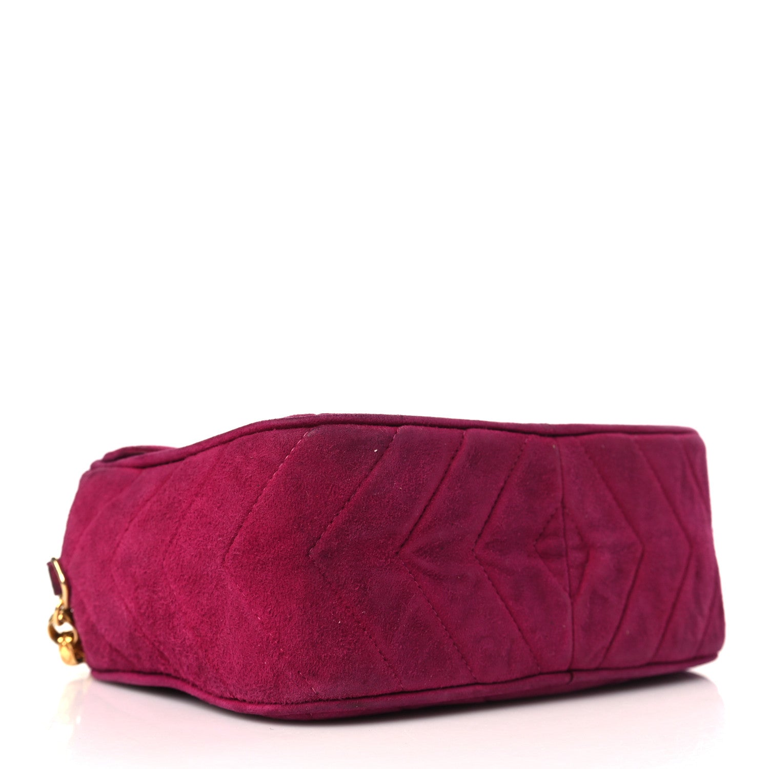 Chanel Suede Chevron CC Tassel Camera Bag Dark Pink 4 of 12