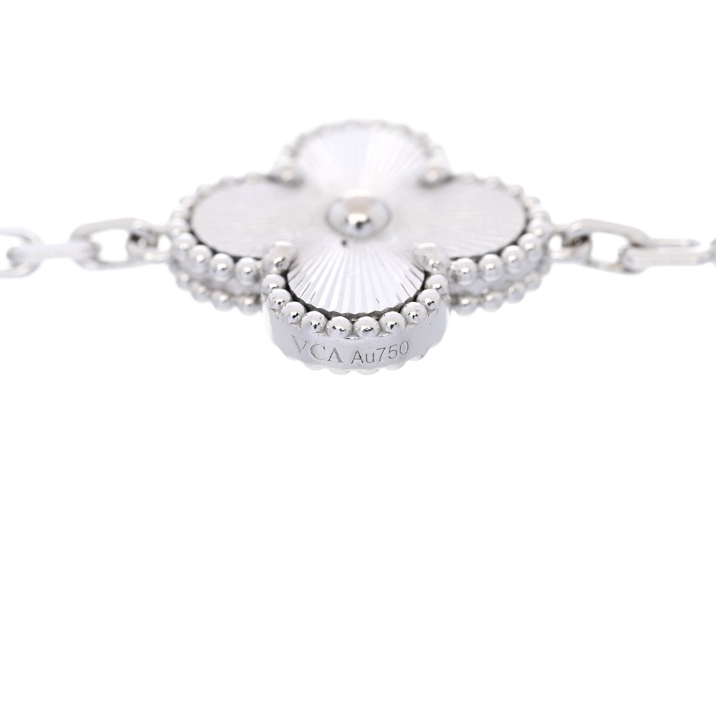 18K White Gold 5 Motifs Guilloche Vintage Alhambra Bracelet