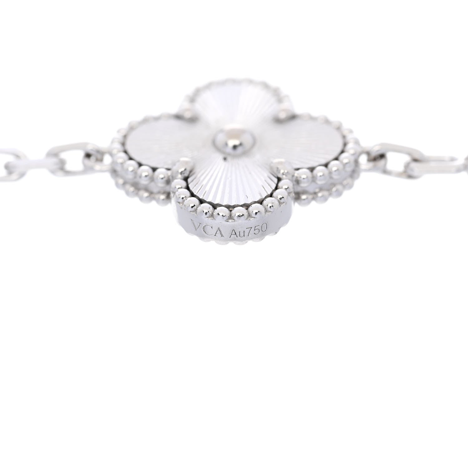 Van Cleef & Arpels 18K White Gold 5 Motifs Guilloche Vintage Alhambra Bracelet 5 of 6