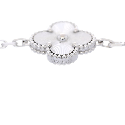 Van Cleef & Arpels 18K White Gold 5 Motifs Guilloche Vintage Alhambra Bracelet 5 of 6