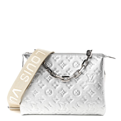 Louis Vuitton Metallic Lambskin Embossed Monogram Coussin PM Silver 1 of 10