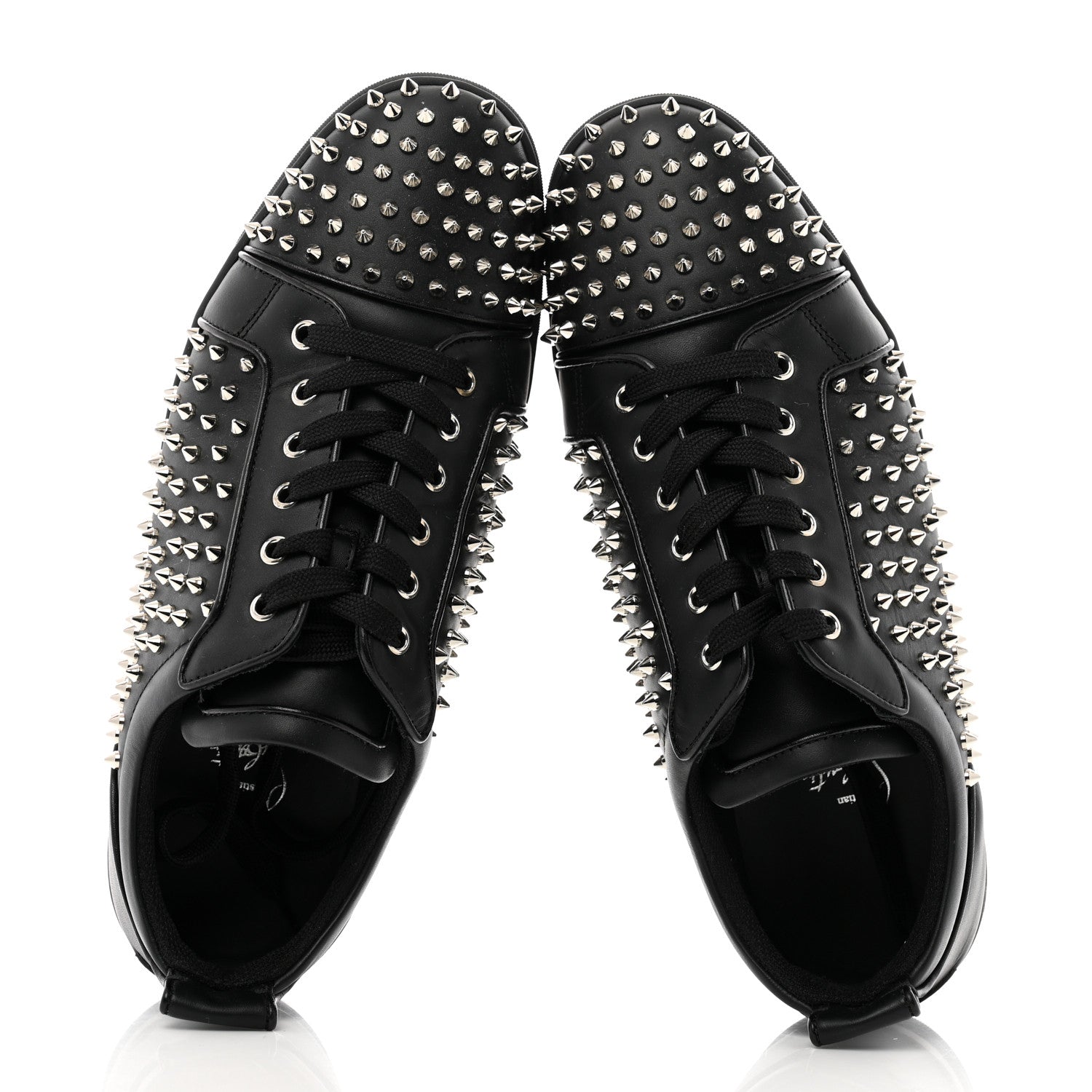 Christian Louboutin Calfskin Mens Vieira Night Spikes Sneakers 43.5 Black 2 of 10