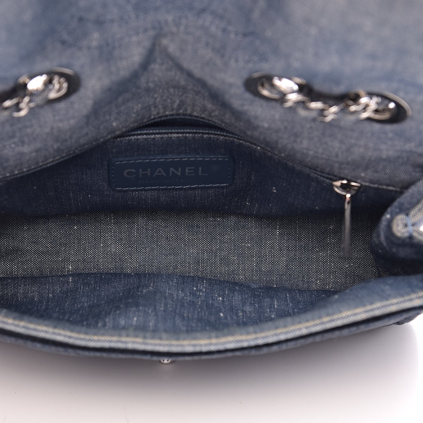Denim Quilted Small Medallion Flap Blue