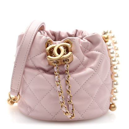 Chanel Calfskin Quilted Pearl Mini About Pearls Drawstring Bucket Light Pink 1 of 10