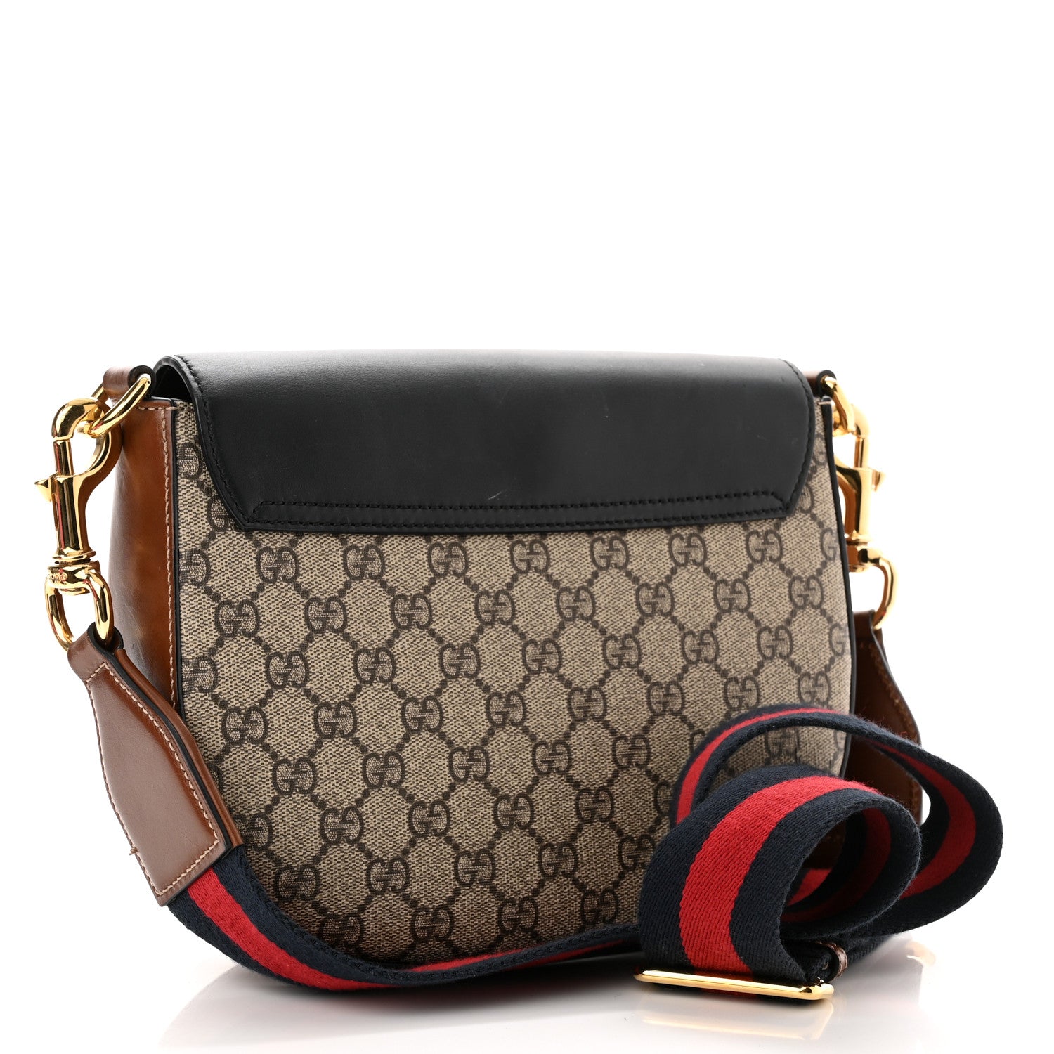 Gucci GG Supreme Monogram Web Medium Padlock Messenger Shoulder Bag Black 3 of 13