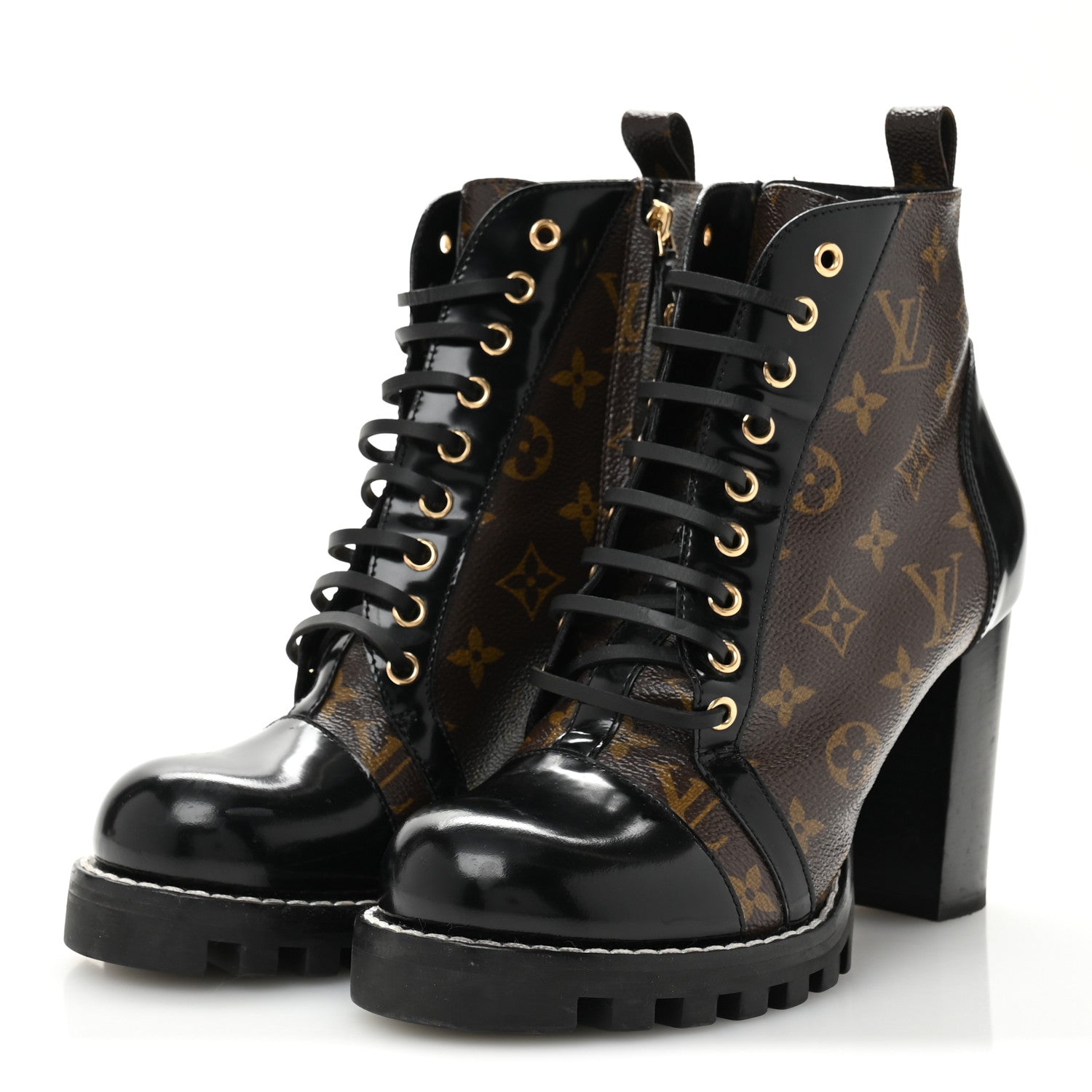 Louis Vuitton Patent Calfskin Monogram Star Trail Ankle Boots 41 Black 4 of 9