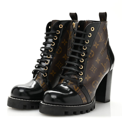 Louis Vuitton Patent Calfskin Monogram Star Trail Ankle Boots 41 Black 4 of 9