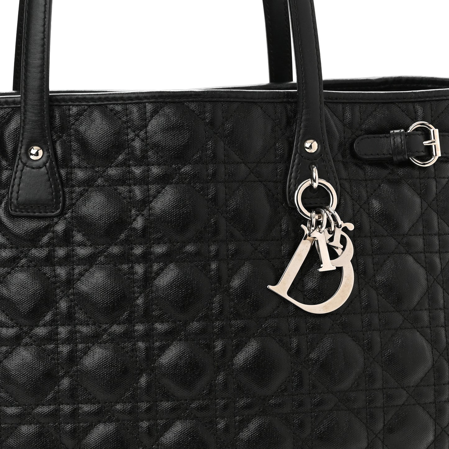 Coated Canvas Cannage Medium Panarea Tote Black