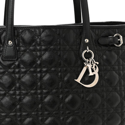 Christian Dior Coated Canvas Cannage Medium Panarea Tote Black 8 of 13