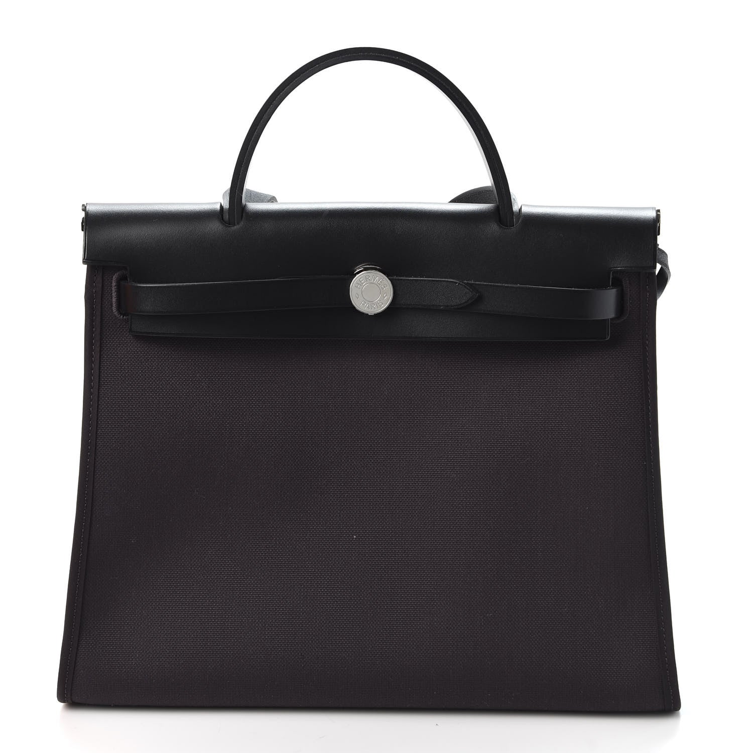 Hermes Military Toile Vache Hunter Herbag Zip PM 31 Prune Black 2 of 10
