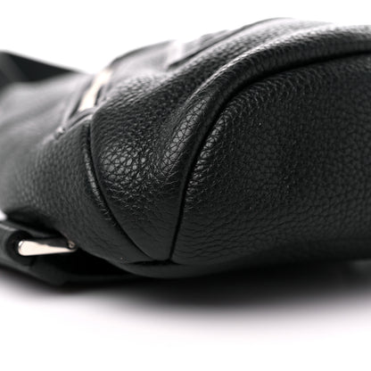 Prada Vitello Daino Logo Embossed Cross Sling Backpack Black 6 of 7