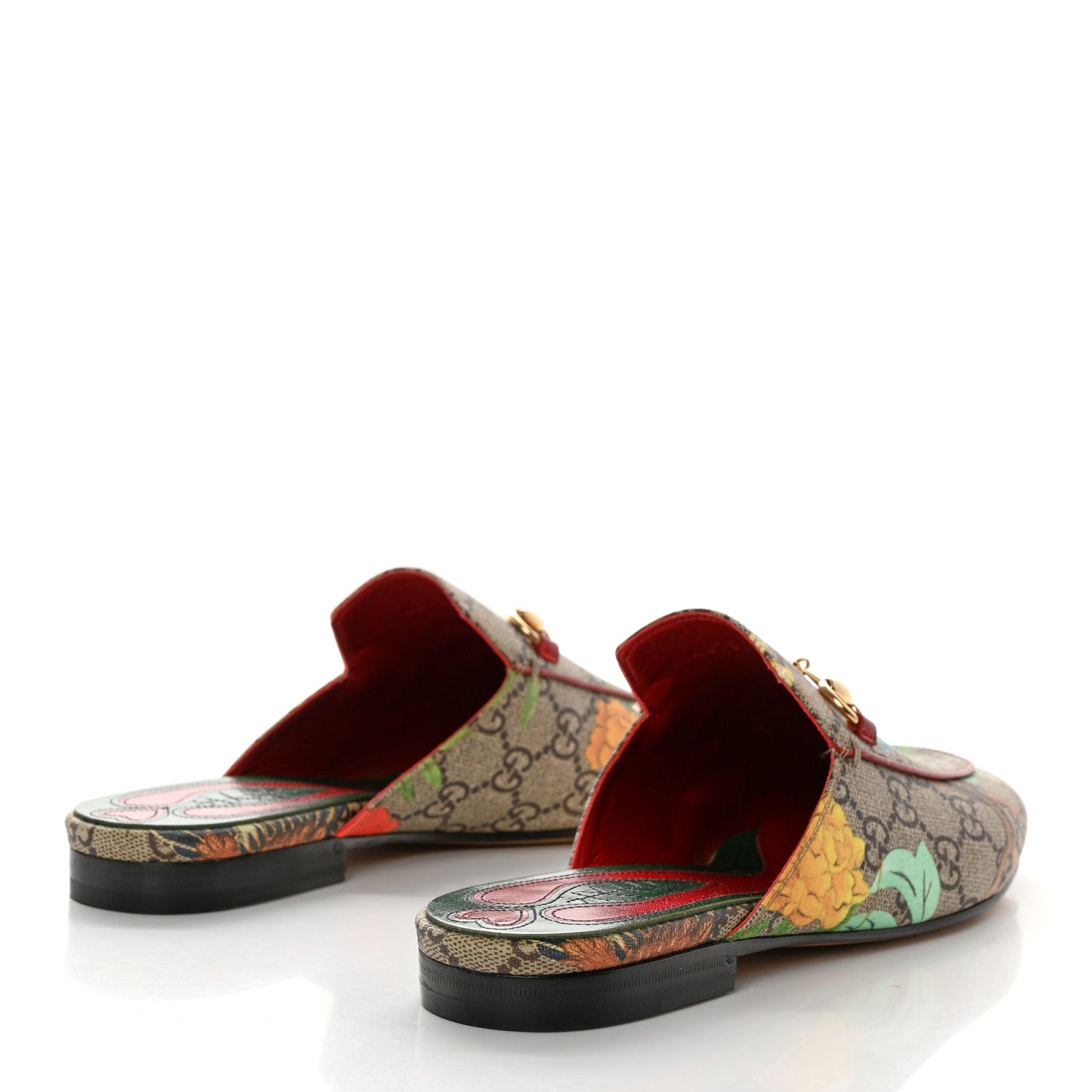 Gucci GG Supreme Monogram Tian Womens Princetown Slippers 37 Beige Ebony Multicolor 4 of 10