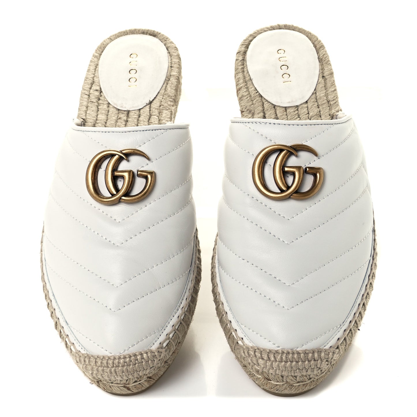 Nappa Matelasse GG Marmont Espadrille Slippers 38.5 Great White