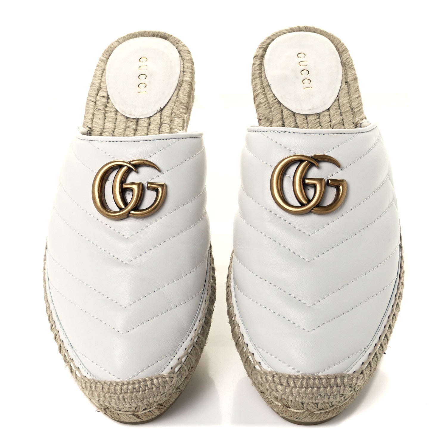 Gucci Nappa Matelasse GG Marmont Espadrille Slippers 38.5 Great White 5 of 13