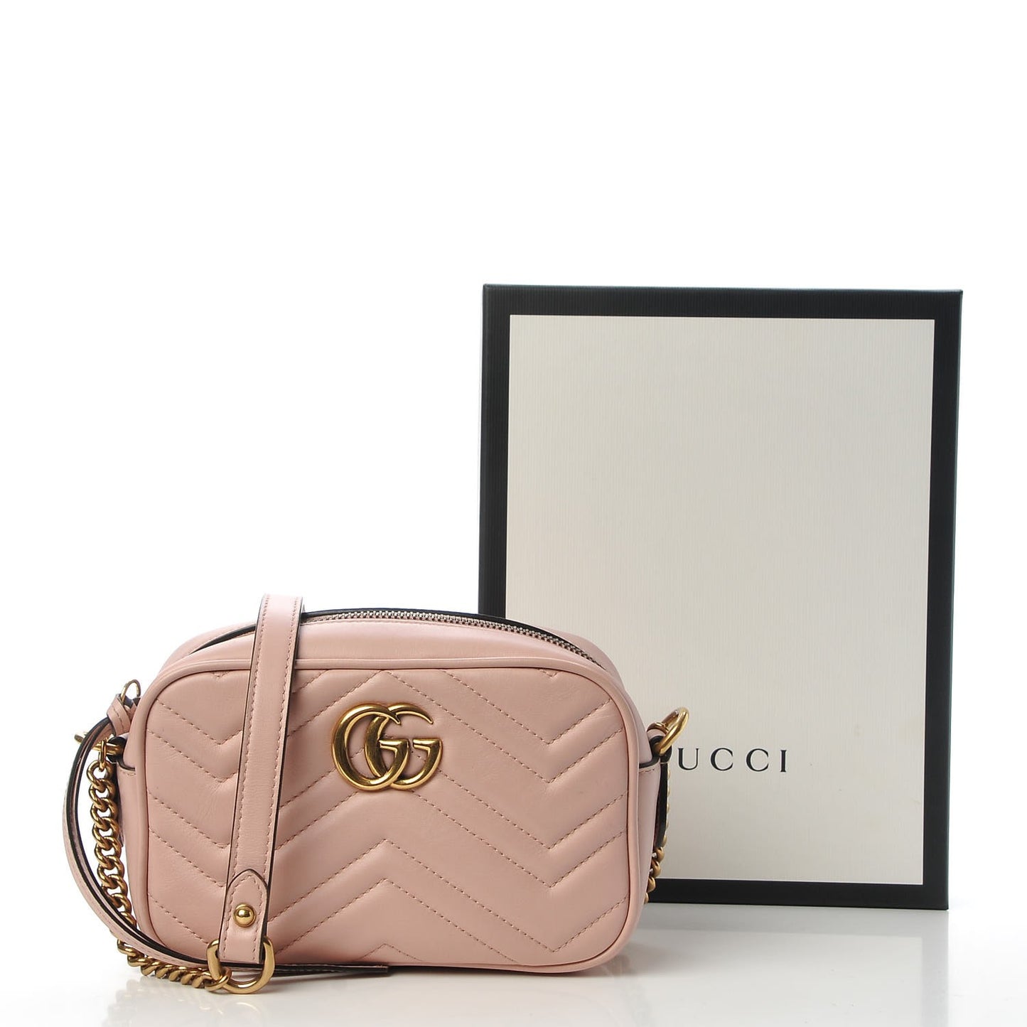 Calfskin Matelasse Mini GG Marmont Chain Shoulder Bag Perfect Pink