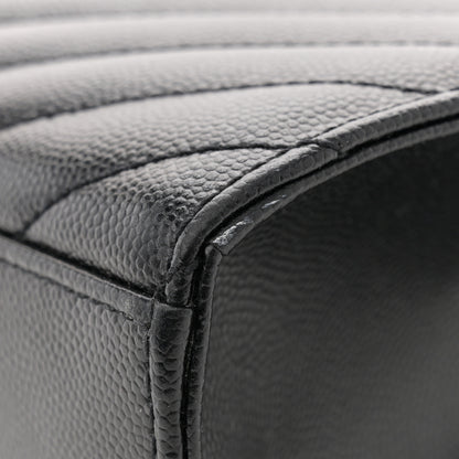 Saint Laurent Grain De Poudre Matelasse Chevron Large Monogram Satchel Black 11 of 11