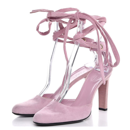 Gucci Suede Lace Up Pumps 7.5 Pink 3 of 10