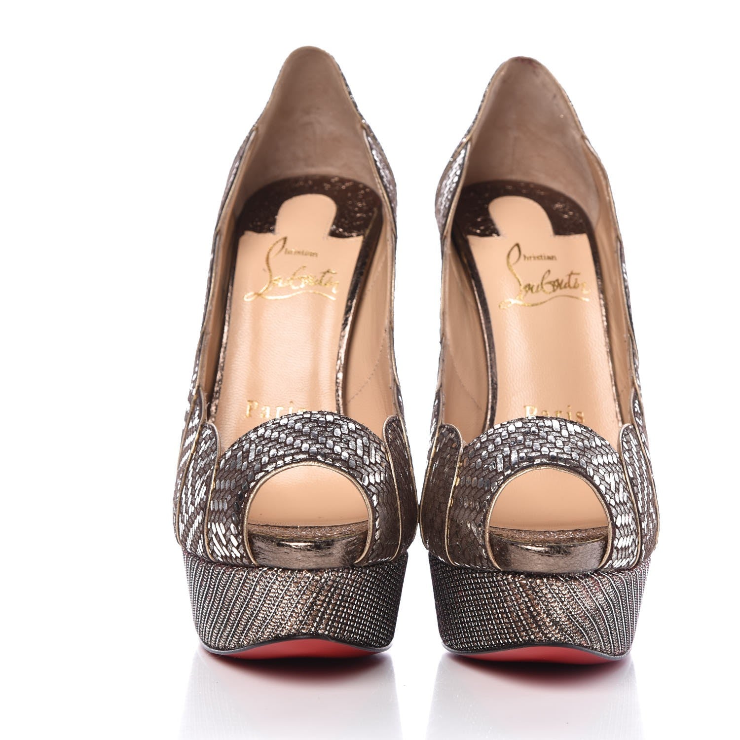Christian Louboutin Glitter Specchio Torsatou 150 Pumps 35.5 Antic Silver 2 of 8