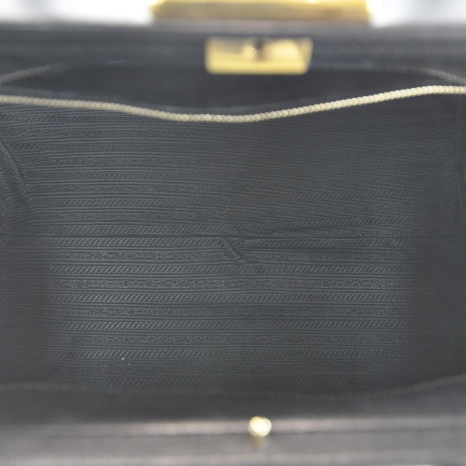 Prada Goatskin Cerniera Doctor Bag Black 7 of 9
