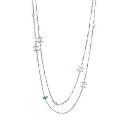 Chanel Stone CC Long Chain Necklace Silver 1 of 4