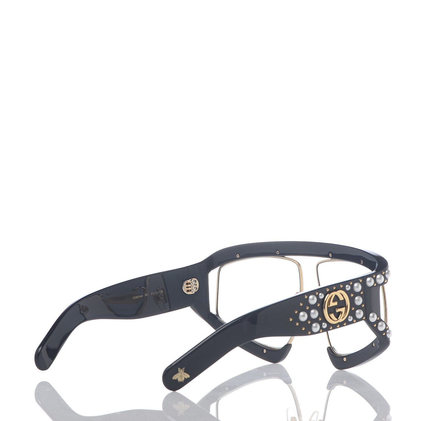 Acetate Pearl Rectangular Frame Sunglasses GG0234S Black