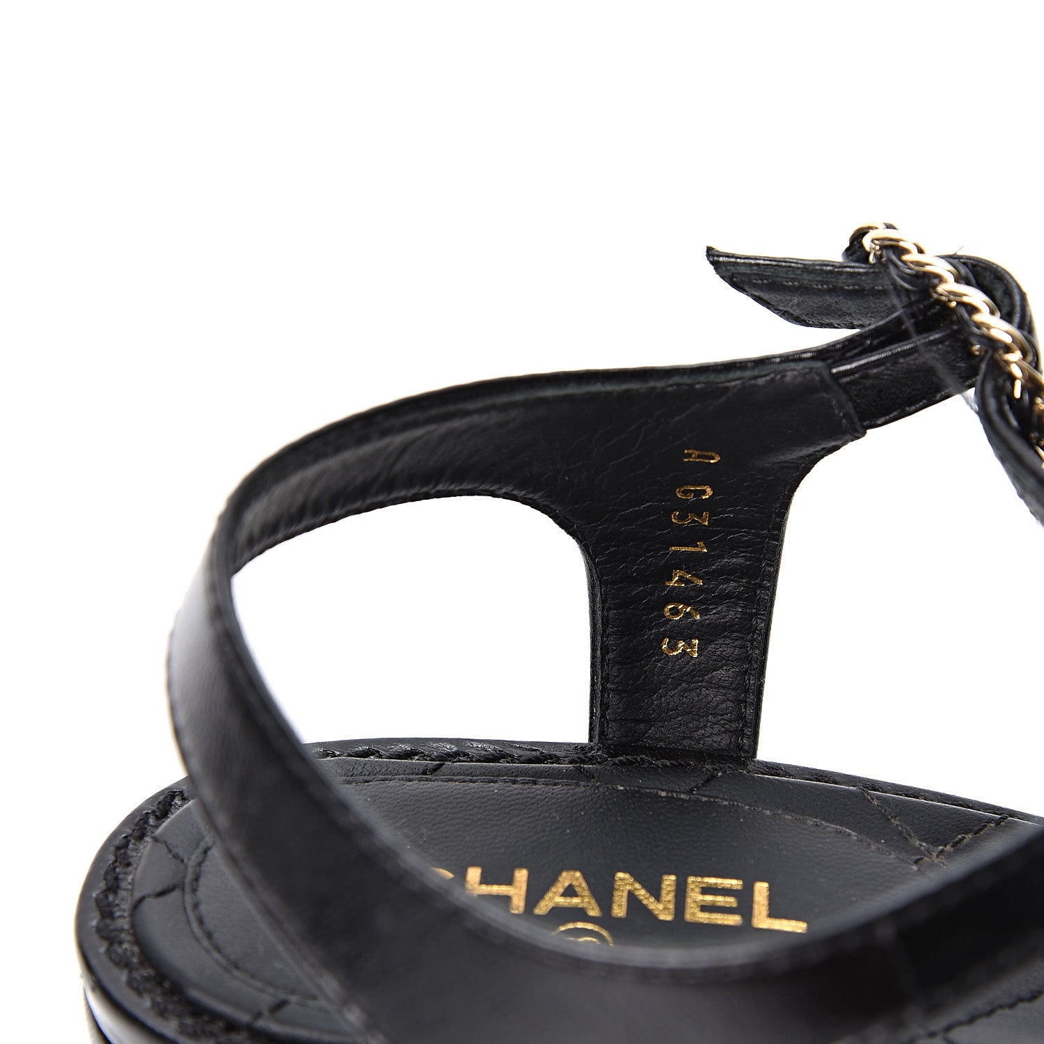 Chanel Lambskin Chain CC Logo Thong Sandals 38 Black 8 of 9