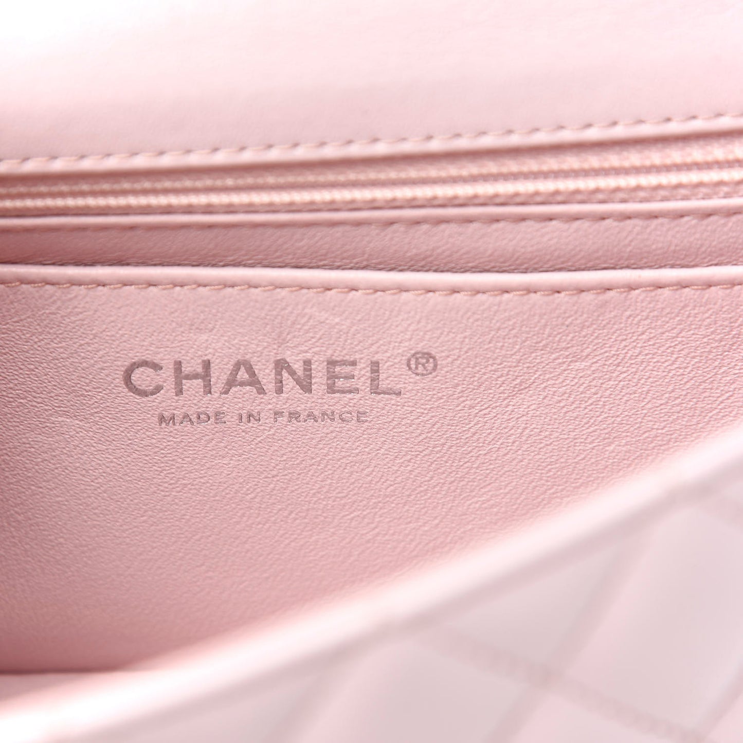Lambskin Quilted Mini Rectangular Flap Light Pink