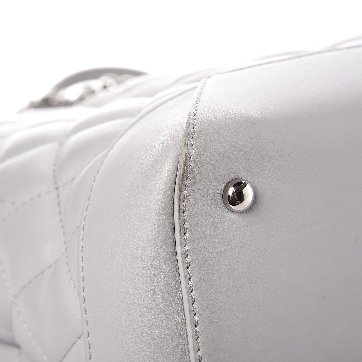 Calfskin Quilted Large Easy Shopping Tote Grey