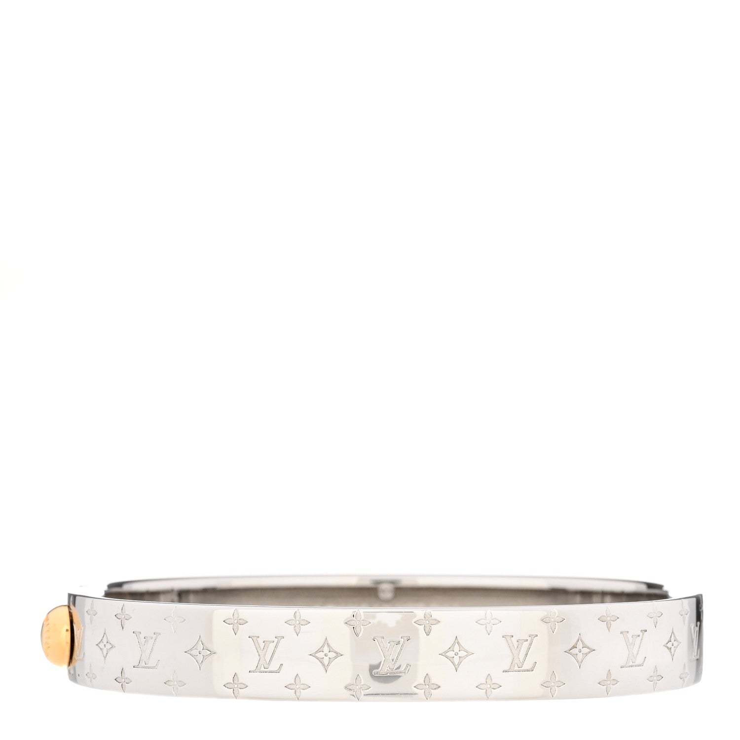 Louis Vuitton Brass Palladium Plated Nanogram Cuff M Silver 1 of 6