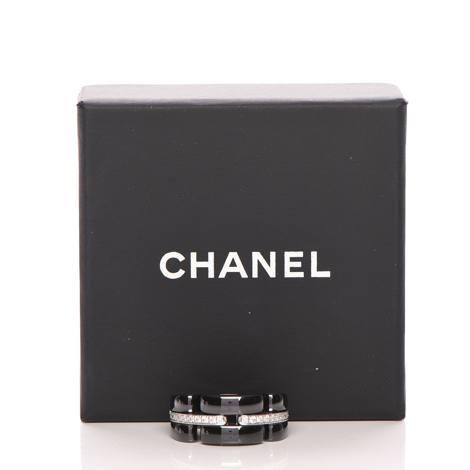 Chanel 18K White Gold Diamond Ceramic Medium Ultra Ring 57 8 Black 7 of 7