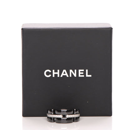 Chanel 18K White Gold Diamond Ceramic Medium Ultra Ring 57 8 Black 7 of 7
