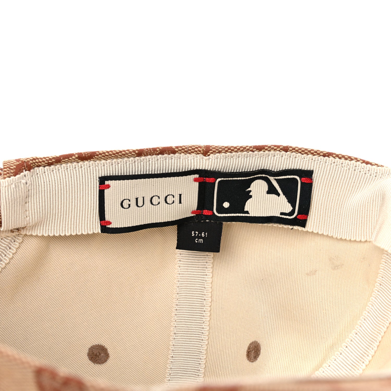Gucci X MLB Monogram NY Yankees Baseball Hat 57-61 Beige Ruggine 7 of 8