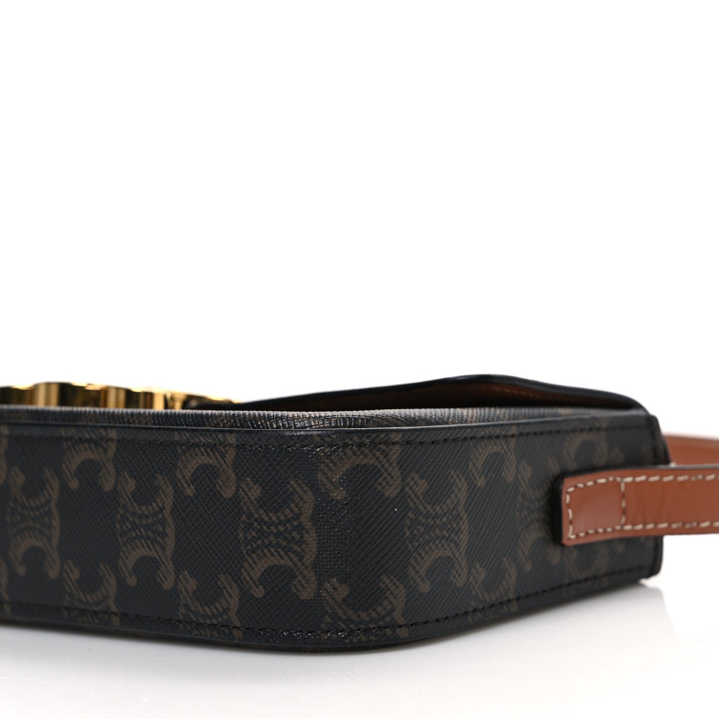 Canvas Calfskin Triomphe Shoulder Bag Tan