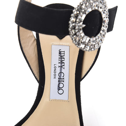 Jimmy Choo Suede Crystal Mischa Sandals 37 Black 5 of 7