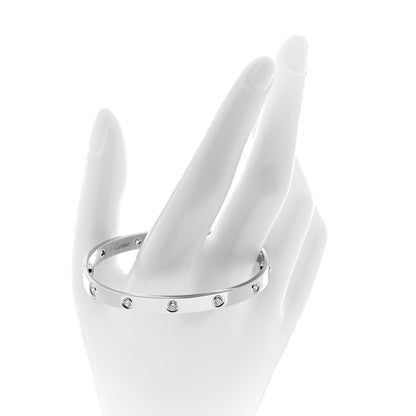 Cartier 18K White Gold 10 Diamond LOVE Bracelet 18 2 of 6