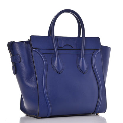 Celine Drummed Calfskin Mini Luggage Indigo 3 of 10