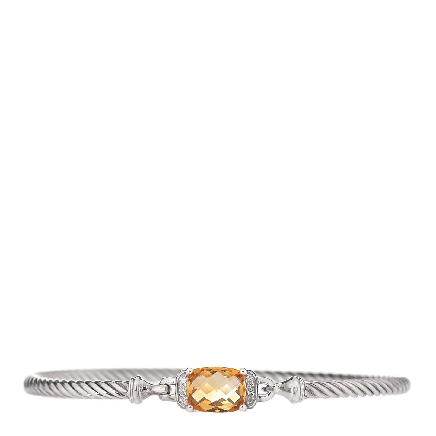Sterling Silver Diamond Citrine 3mm Petite Wheaton Bracelet