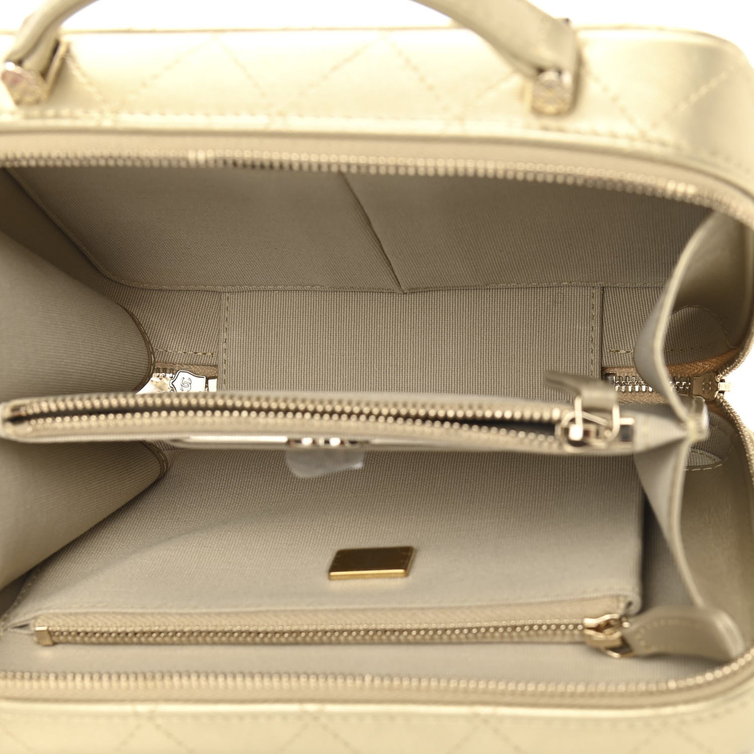 Chanel Metallic Lambskin Quilted Top Handle Vanity Case Gold 5 of 11