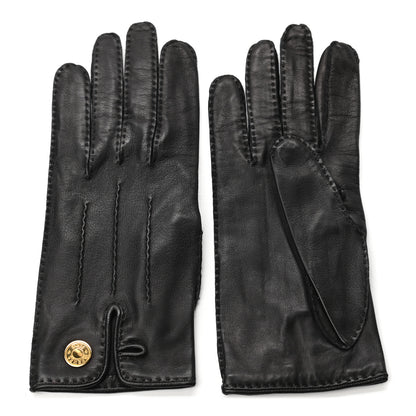 Hermes Lambskin Clous De Selle Gloves 7 Black 1 of 4