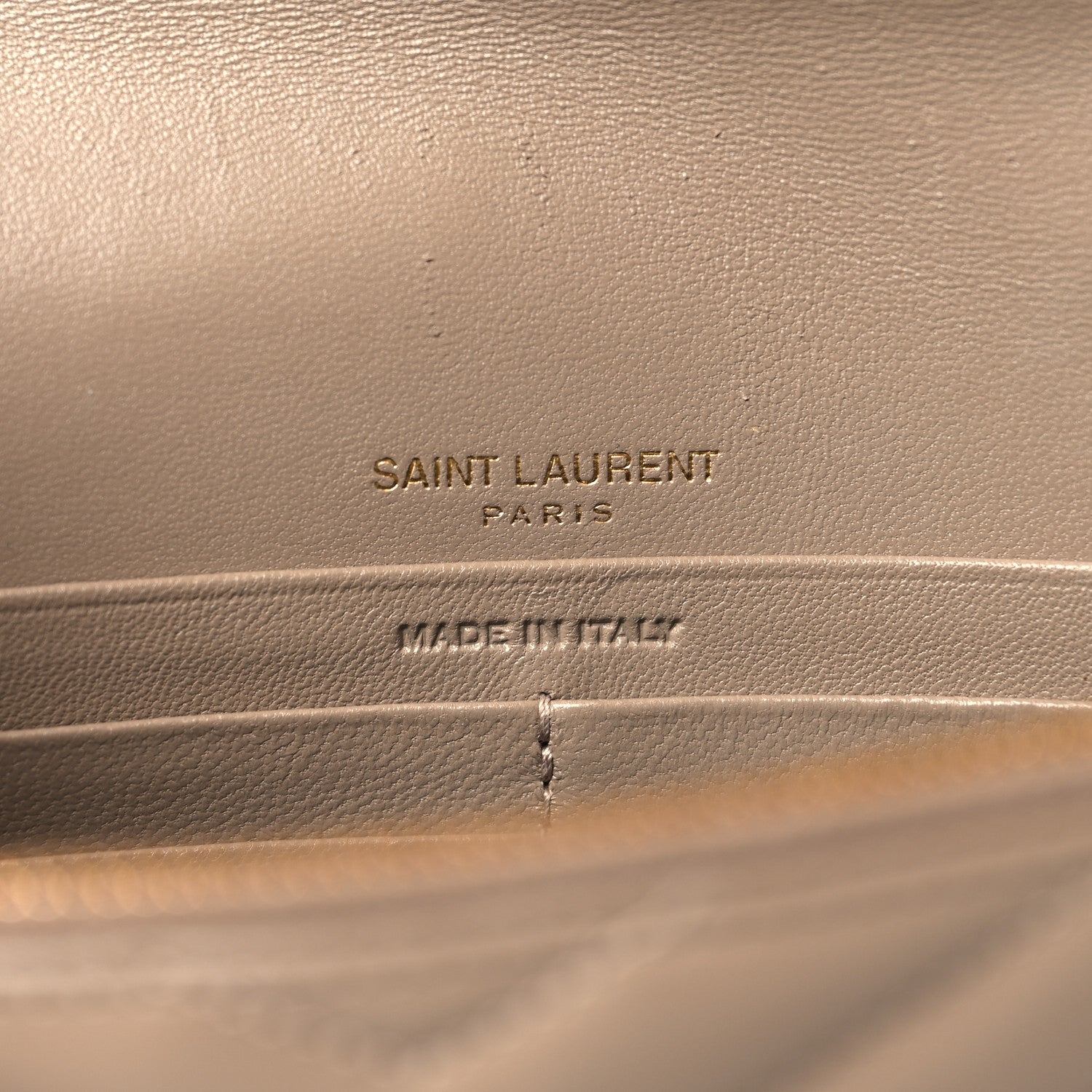 Saint Laurent Lambskin Matelasse Chevron Monogram Envelope Chain Wallet Dusty Grey 6 of 10