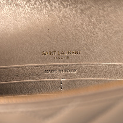Saint Laurent Lambskin Matelasse Chevron Monogram Envelope Chain Wallet Dusty Grey 6 of 10