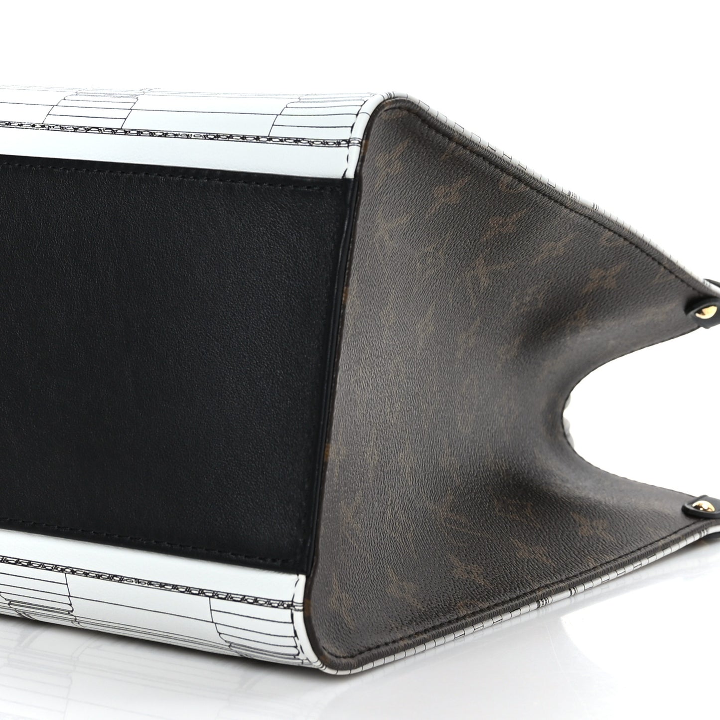 X FORNASETTI Calfskin Architettura Onthego MM Black White